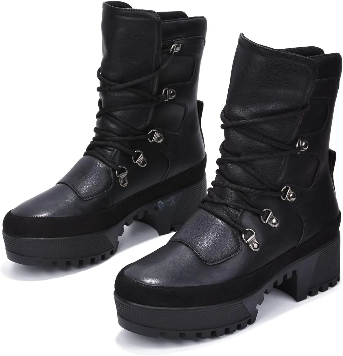 Cape Robbin Nunca Combat Boots for Women, Platform Boots with Chunky Block Heels, Womens High Tops Boots