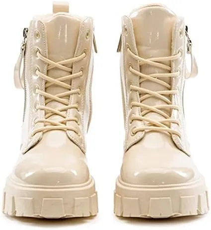 Cape Robbin Trenton Black Lace-Up Chuncky Platform Comfort Fashion Combat Boots