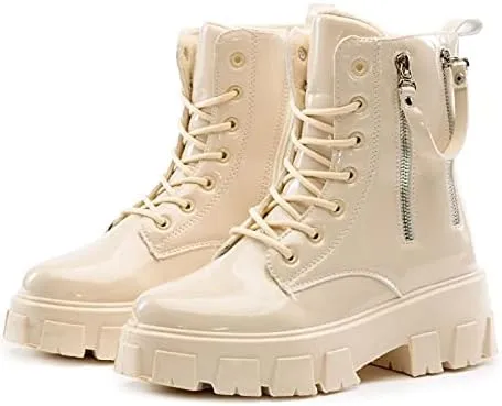 Cape Robbin Trenton Black Lace-Up Chuncky Platform Comfort Fashion Combat Boots