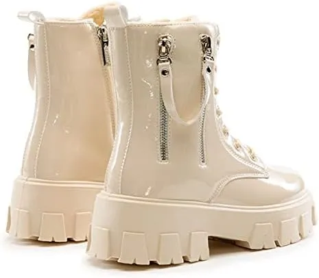 Cape Robbin Trenton Black Lace-Up Chuncky Platform Comfort Fashion Combat Boots