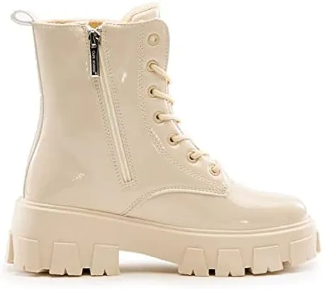 Cape Robbin Trenton Black Lace-Up Chuncky Platform Comfort Fashion Combat Boots