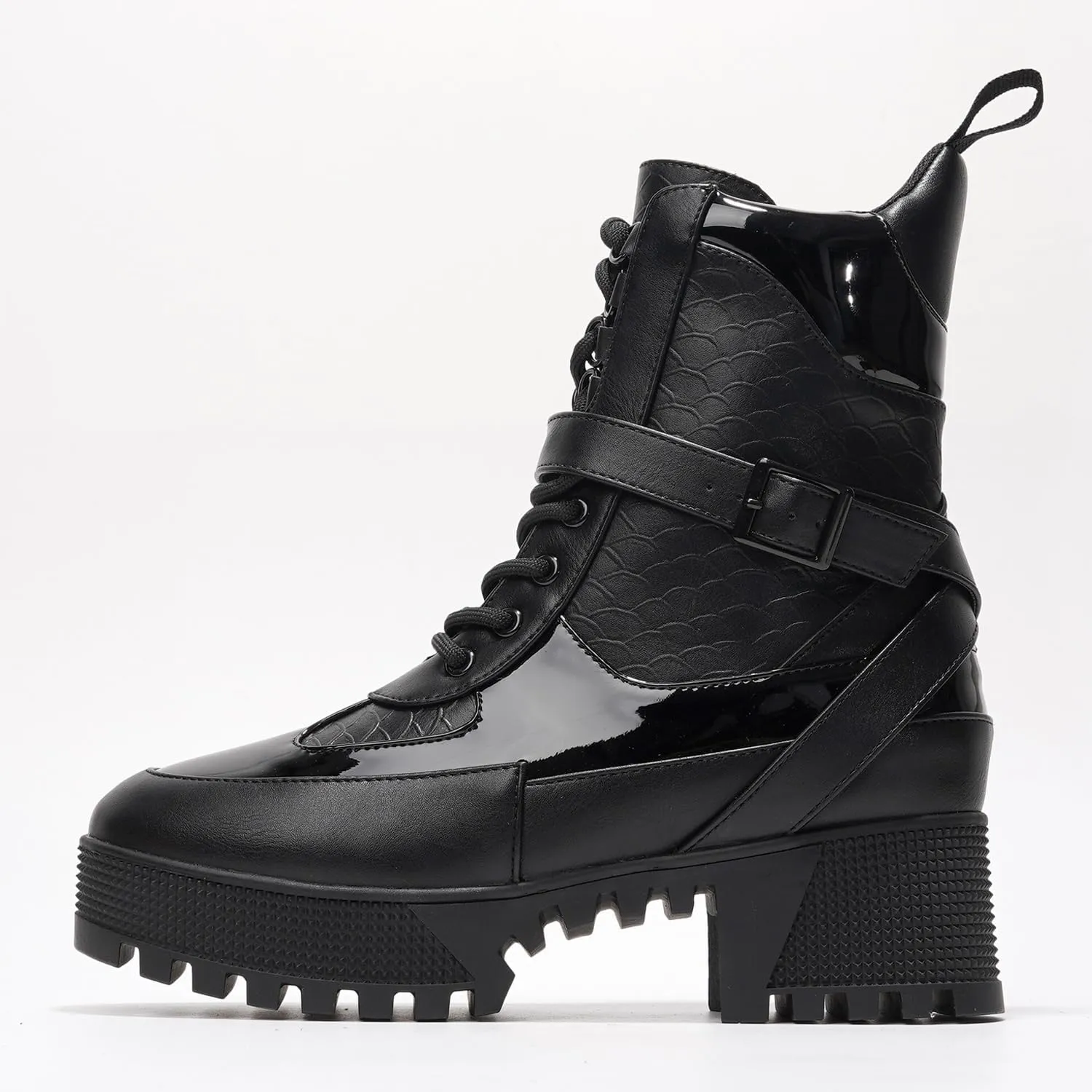 Cape Robbin Women's Hot Rod Chunky Combat Boots - Lace-Up High Top Ankle Booties, Chunky Heel Boots