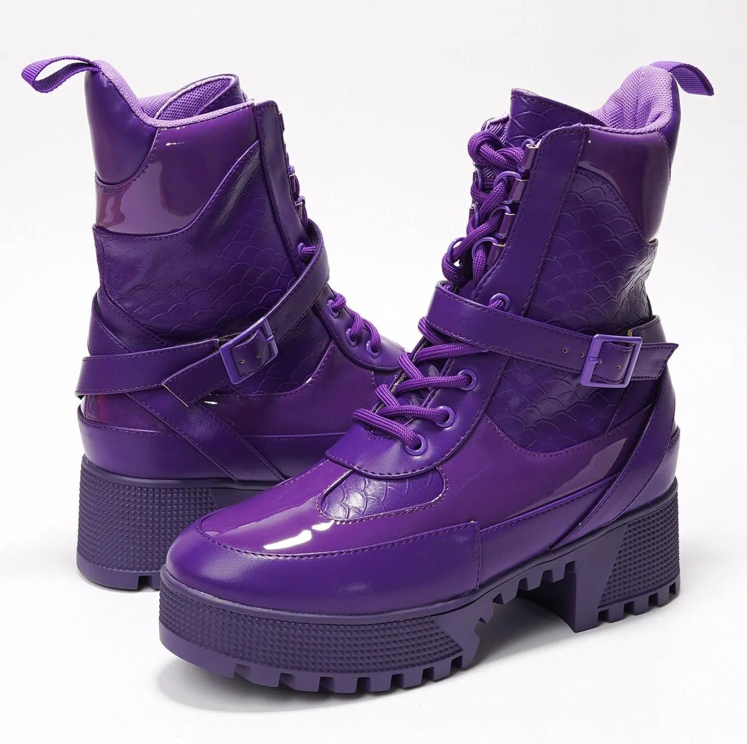 Cape Robbin Women's Hot Rod Chunky Combat Boots - Lace-Up High Top Ankle Booties, Chunky Heel Boots