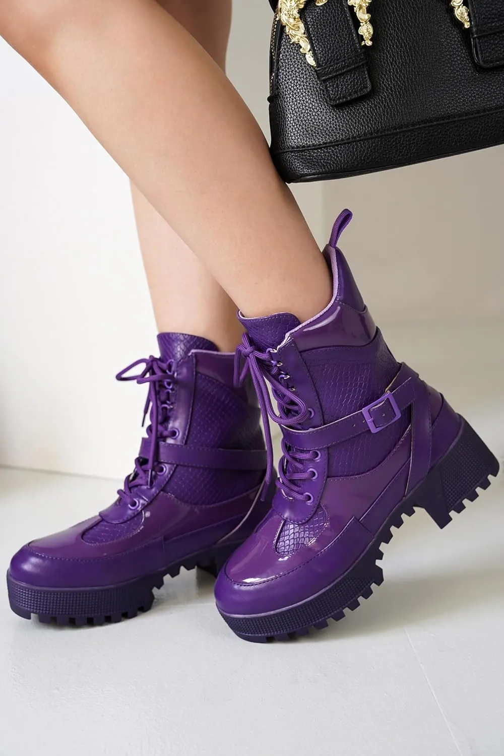 Cape Robbin Women's Hot Rod Chunky Combat Boots - Lace-Up High Top Ankle Booties, Chunky Heel Boots
