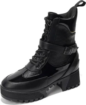 Cape Robbin Women's Hot Rod Chunky Combat Boots - Lace-Up High Top Ankle Booties, Chunky Heel Boots