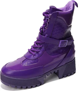 Cape Robbin Women's Hot Rod Chunky Combat Boots - Lace-Up High Top Ankle Booties, Chunky Heel Boots