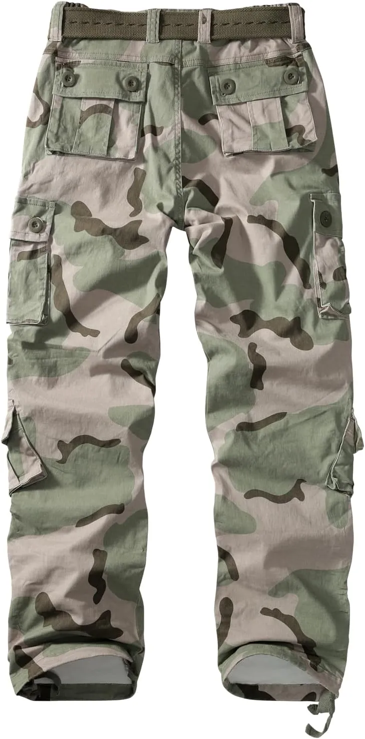 Cargo Pants Women, Camo Hiking Pants, Casual Y2K Parachute Pants with Zipper Pockets