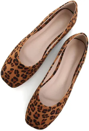 ChaiRong Zhou Women Square Toe Ballets Flats Comfort Slip On Walking Shoes for Driving