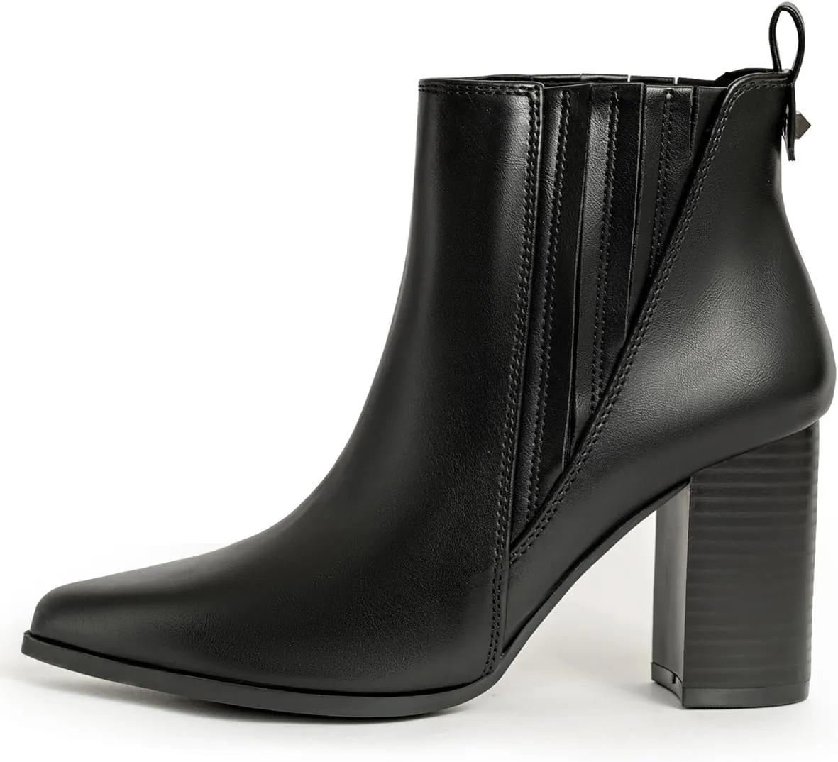 Chelsea Ankle Boots for Women Chunky Block Heel Booties Pointed Toe Stack Heel Brown Black Boots Dress Shoes Elastic Gore Slip On Comfortable Chelsea Boots