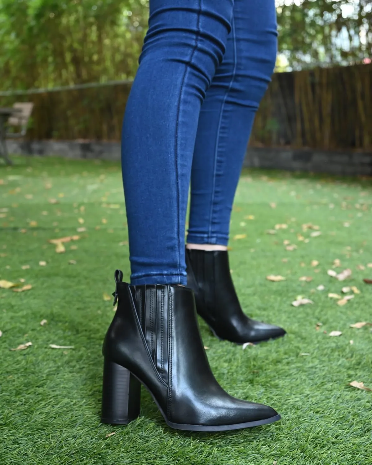 Chelsea Ankle Boots for Women Chunky Block Heel Booties Pointed Toe Stack Heel Brown Black Boots Dress Shoes Elastic Gore Slip On Comfortable Chelsea Boots