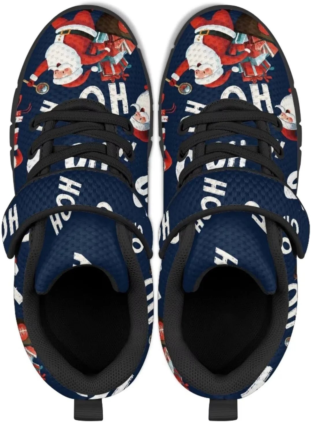 Christmas Sneakers for Girls Slip on Walking Shoes Breathable Lightweight Athletic Shoes with Hook and Loops