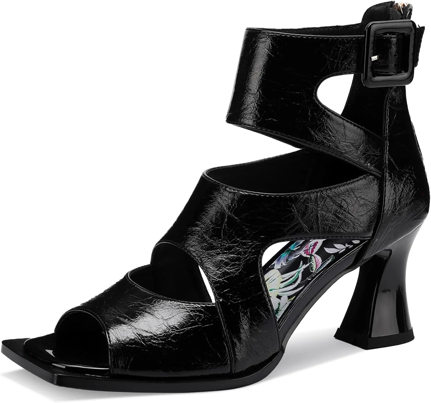 Chunky Gladiator Sandals for Women Summer Peep Toe Stylish Sexy Shoes Dressy Comfortable Strappy High Heels Elegantes Sparkly Buckle Wedge Ladies Formal 3 Inch Pumps