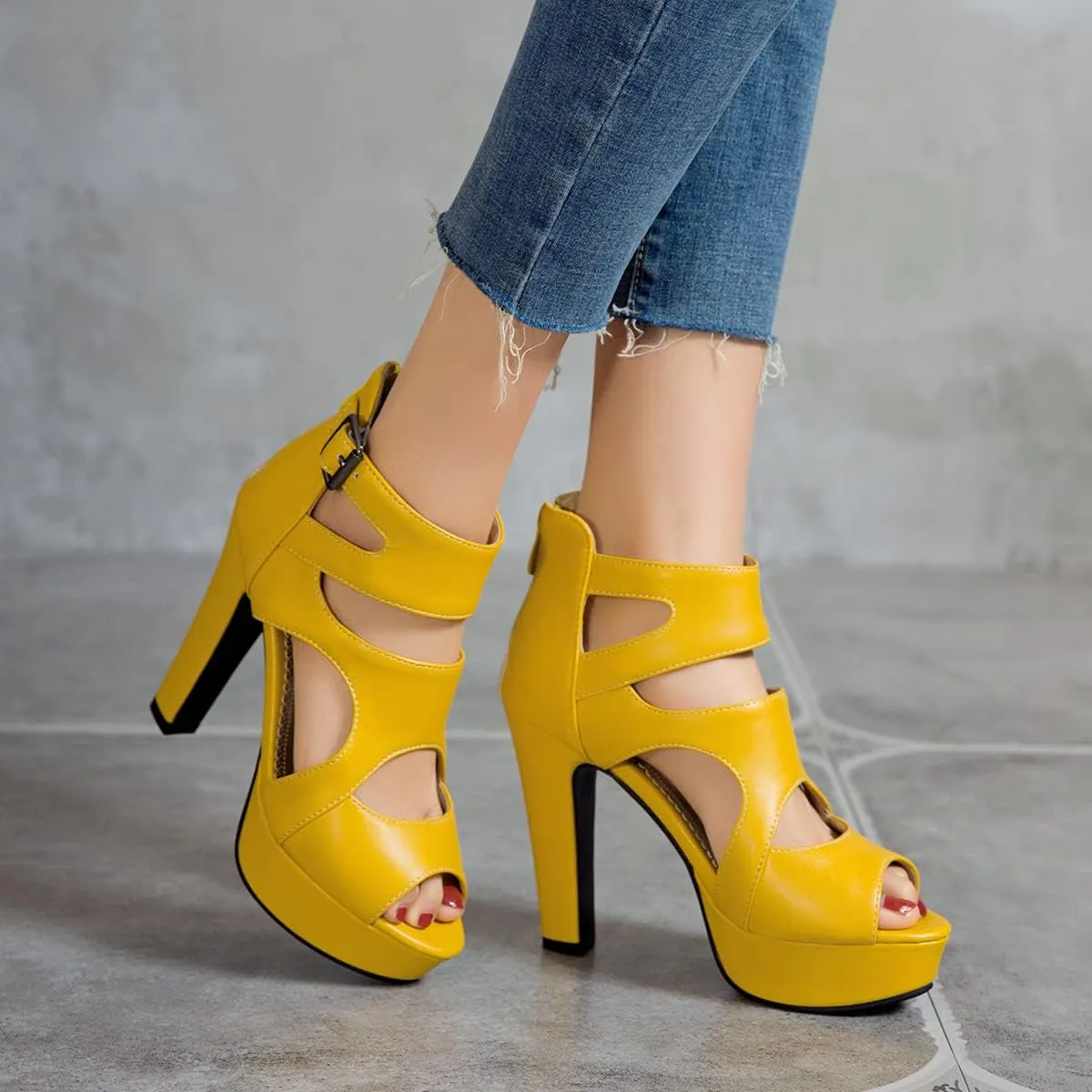 Ciuyurra Fashion Gladiator Sandals Platform Women Peep Toe Bootie Sandals