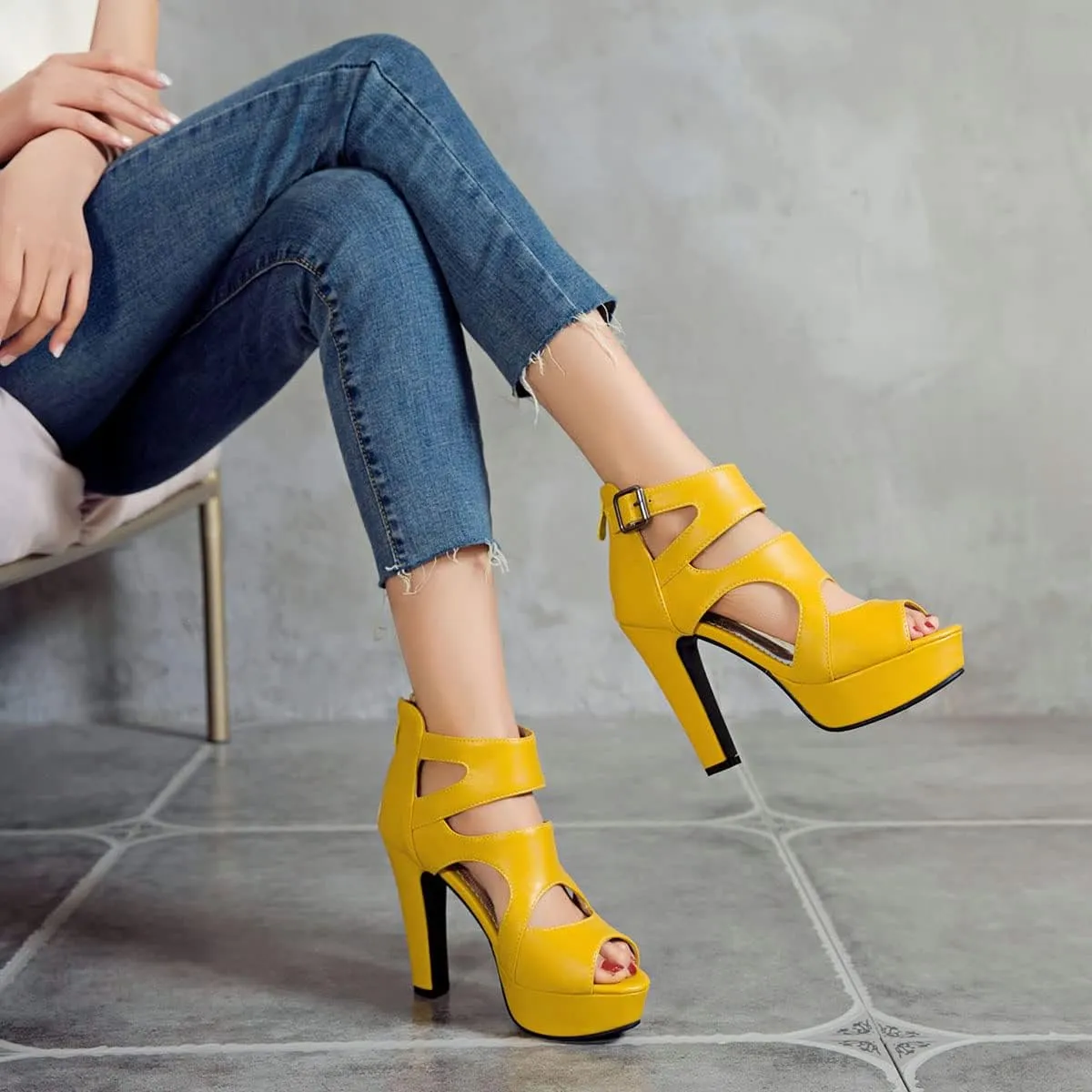 Ciuyurra Fashion Gladiator Sandals Platform Women Peep Toe Bootie Sandals