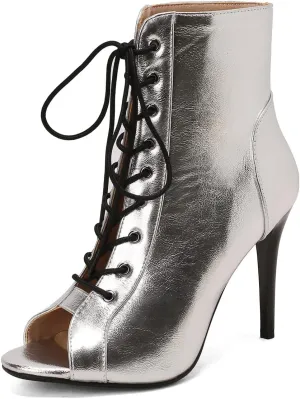 Ciuyurra Women Summer Booties Stiletto Heels Lace up Sandals Gladiator