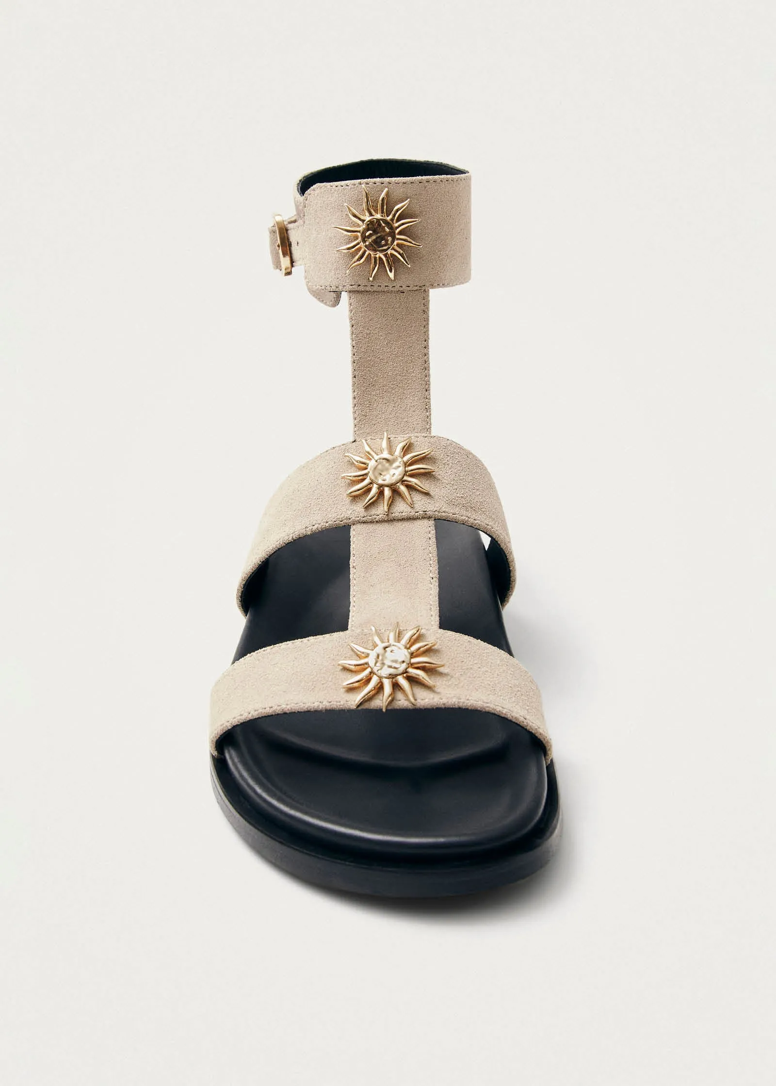 Clarisa Suede Cream Leather Sandals