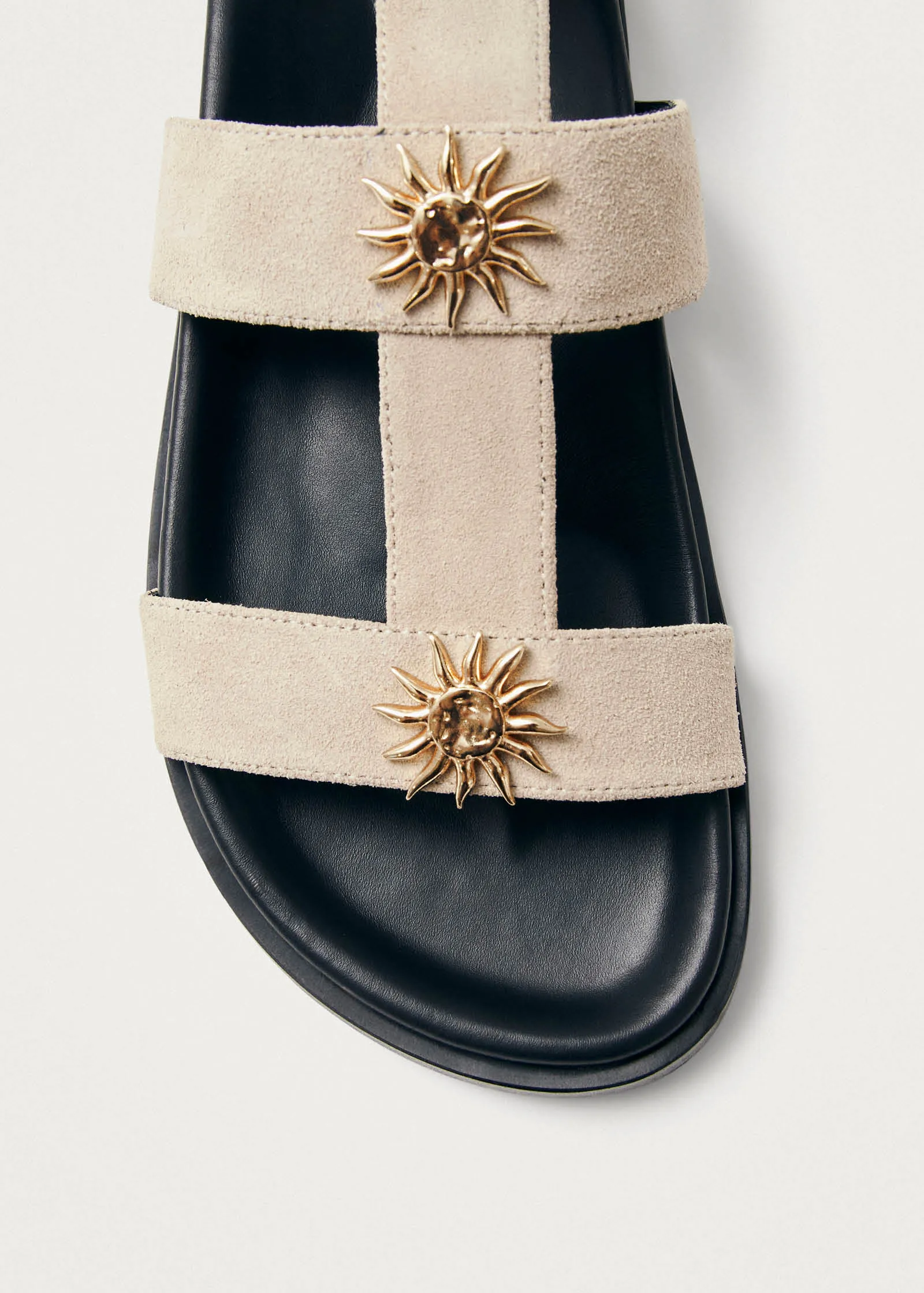 Clarisa Suede Cream Leather Sandals