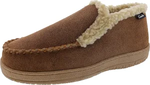 Clarks Brown/Beige Suede Moccasin Faux Fur Lining Indoor Outdoor Bootie Slippers (Brown/Beige, 10)