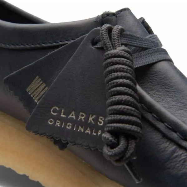 Clarks Navy Leather Wallabee Womens Shoes 26168642
