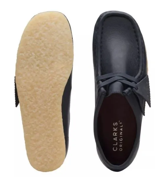 Clarks Navy Leather Wallabee Womens Shoes 26168642