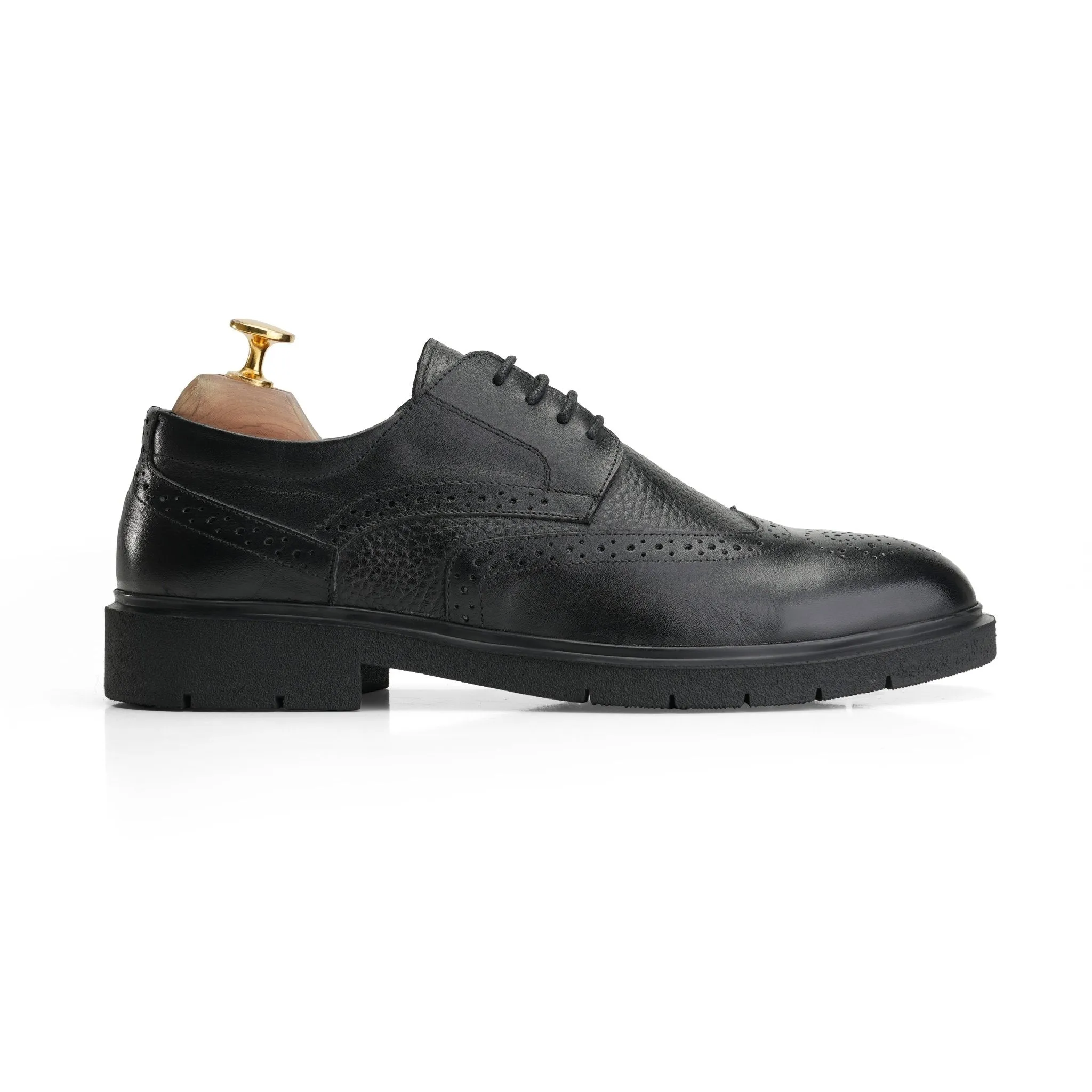 Classic Cordovan Split Toe Derby - Black