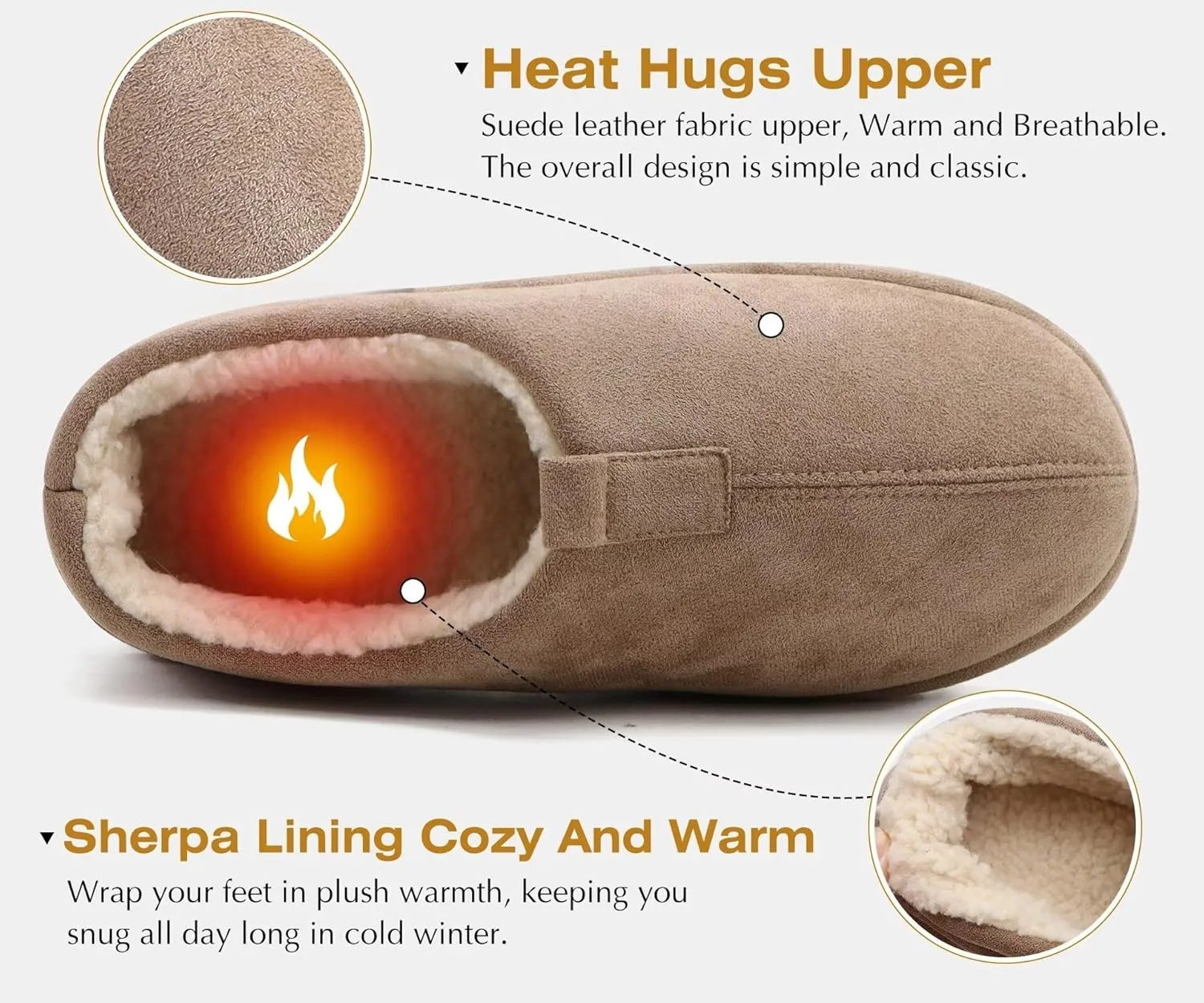 COFACE Men's Clog Slippers Cozy Thick Cushion Memory Foam Indoor Outdoor Lightweight Warm Sherpa Lining House Shoes For Man With Arch Support Rubber Hard Sole