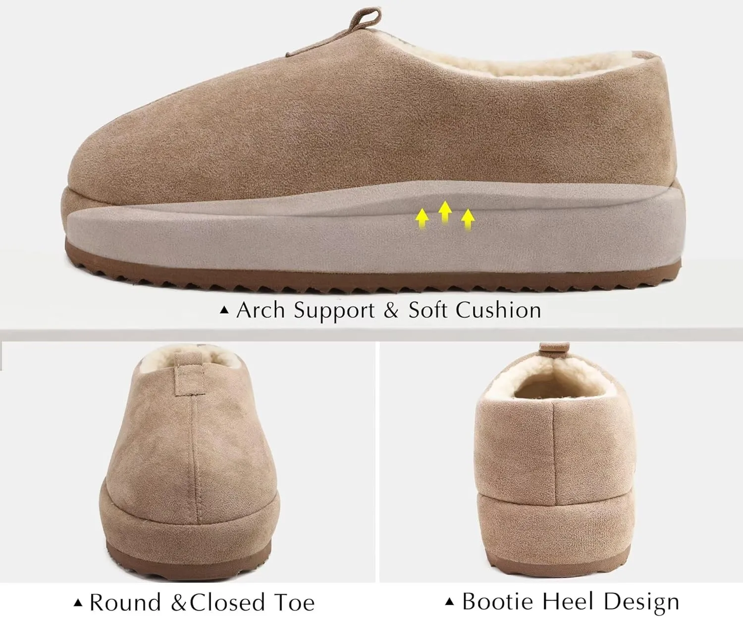 COFACE Men's Clog Slippers Cozy Thick Cushion Memory Foam Indoor Outdoor Lightweight Warm Sherpa Lining House Shoes For Man With Arch Support Rubber Hard Sole