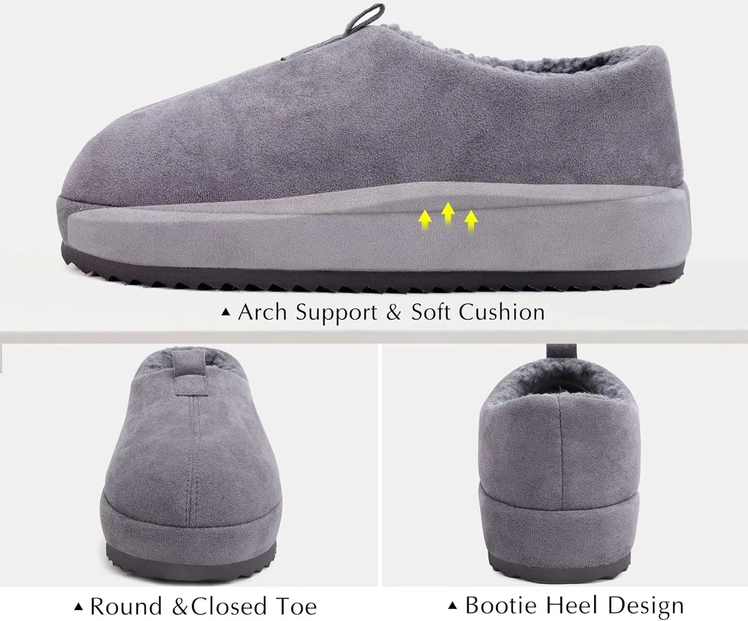 COFACE Men's Clog Slippers Cozy Thick Cushion Memory Foam Indoor Outdoor Lightweight Warm Sherpa Lining House Shoes For Man With Arch Support Rubber Hard Sole