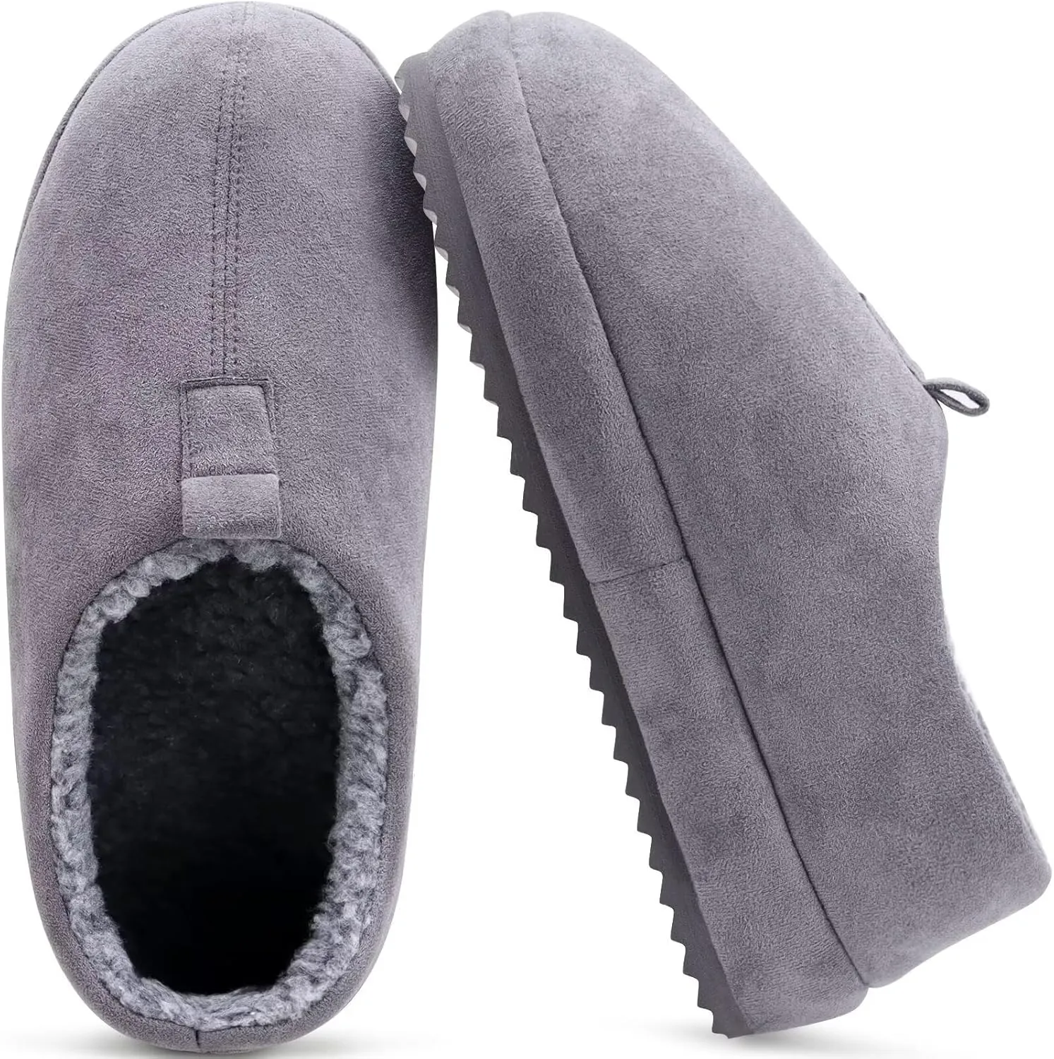 COFACE Men's Clog Slippers Cozy Thick Cushion Memory Foam Indoor Outdoor Lightweight Warm Sherpa Lining House Shoes For Man With Arch Support Rubber Hard Sole