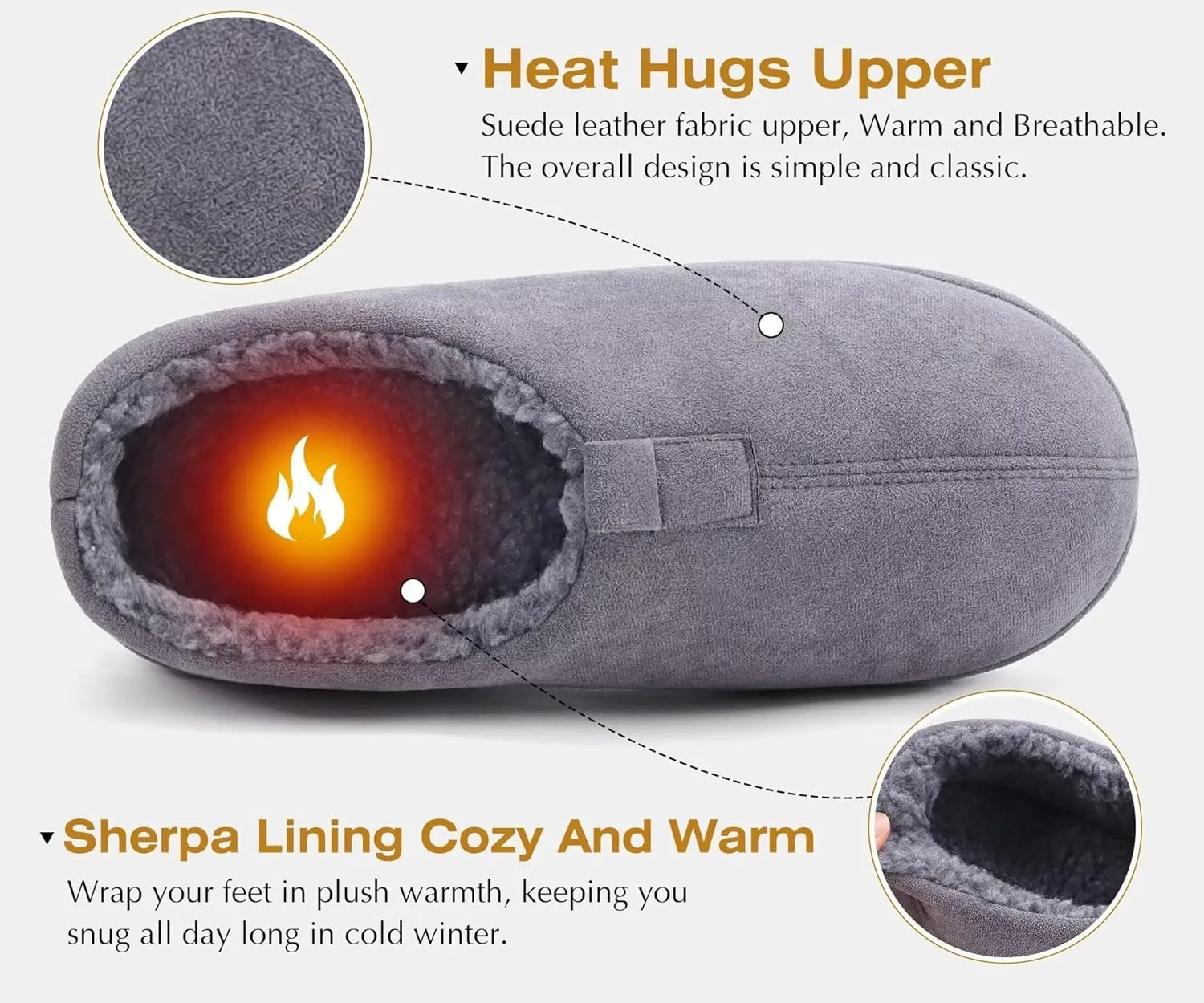 COFACE Men's Clog Slippers Cozy Thick Cushion Memory Foam Indoor Outdoor Lightweight Warm Sherpa Lining House Shoes For Man With Arch Support Rubber Hard Sole