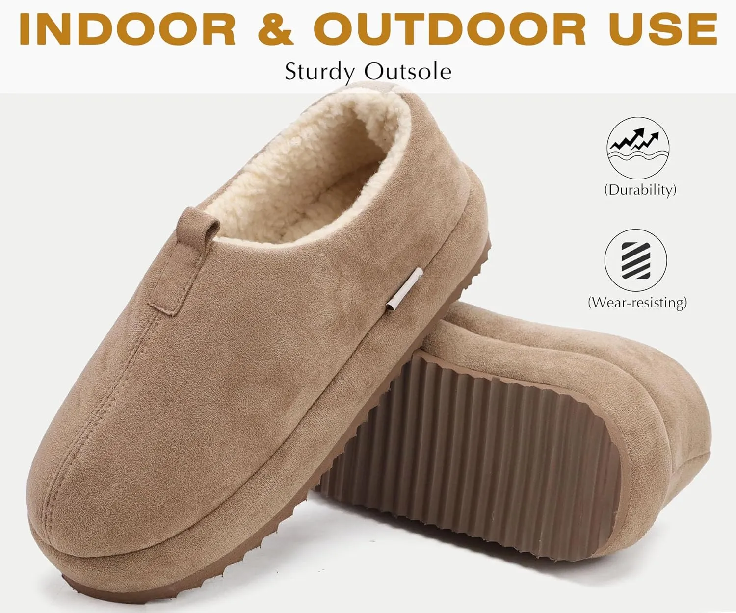 COFACE Men's Clog Slippers Cozy Thick Cushion Memory Foam Indoor Outdoor Lightweight Warm Sherpa Lining House Shoes For Man With Arch Support Rubber Hard Sole