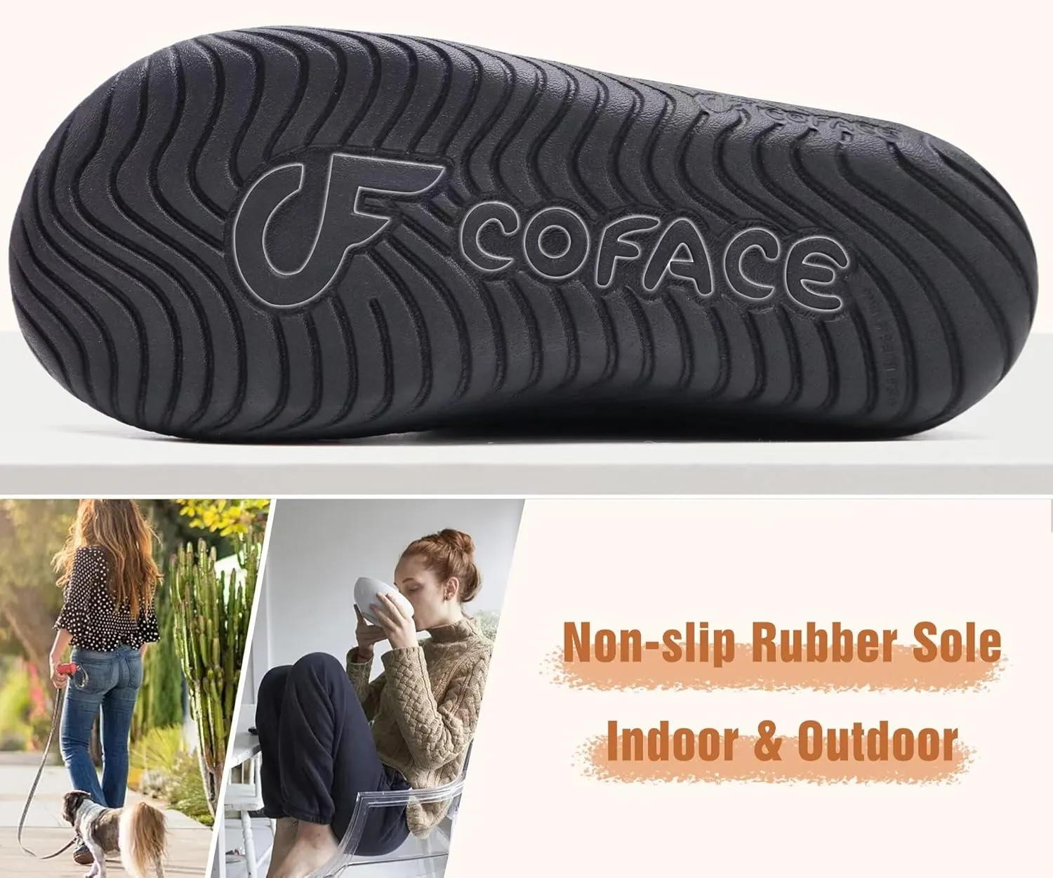 COFACE Women's Memory Foam House Slippers Arch Support Moccasin Winter Shoes Ladies Warm Fuzzy Faux Fur Collar With Indoor Outdoor Rubber Sole