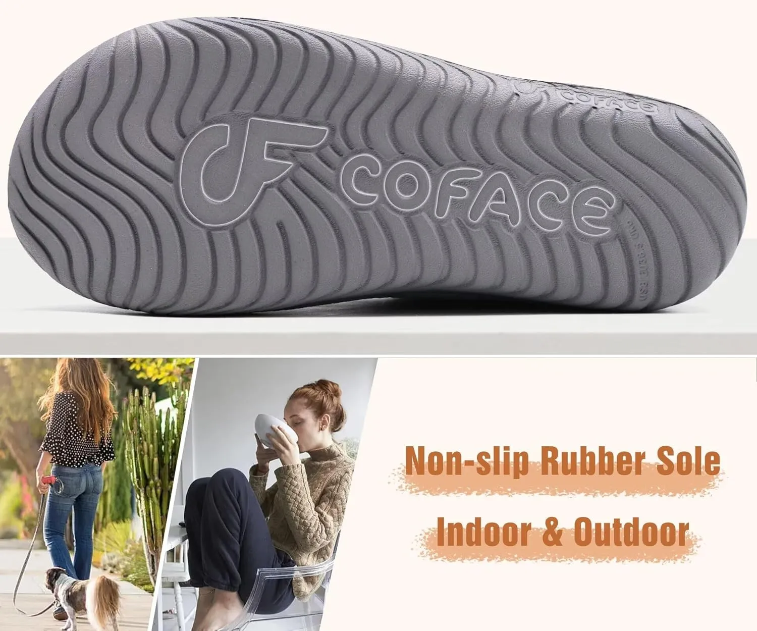 COFACE Women's Memory Foam House Slippers Arch Support Moccasin Winter Shoes Ladies Warm Fuzzy Faux Fur Collar With Indoor Outdoor Rubber Sole
