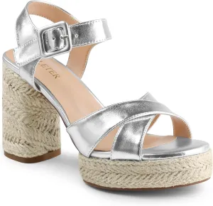 COLETER Women's Platform Chunky Heels Ankle Strap Espadrille Block Heeled Sandals