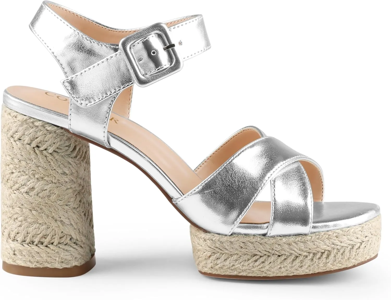 COLETER Women's Platform Chunky Heels Ankle Strap Espadrille Block Heeled Sandals