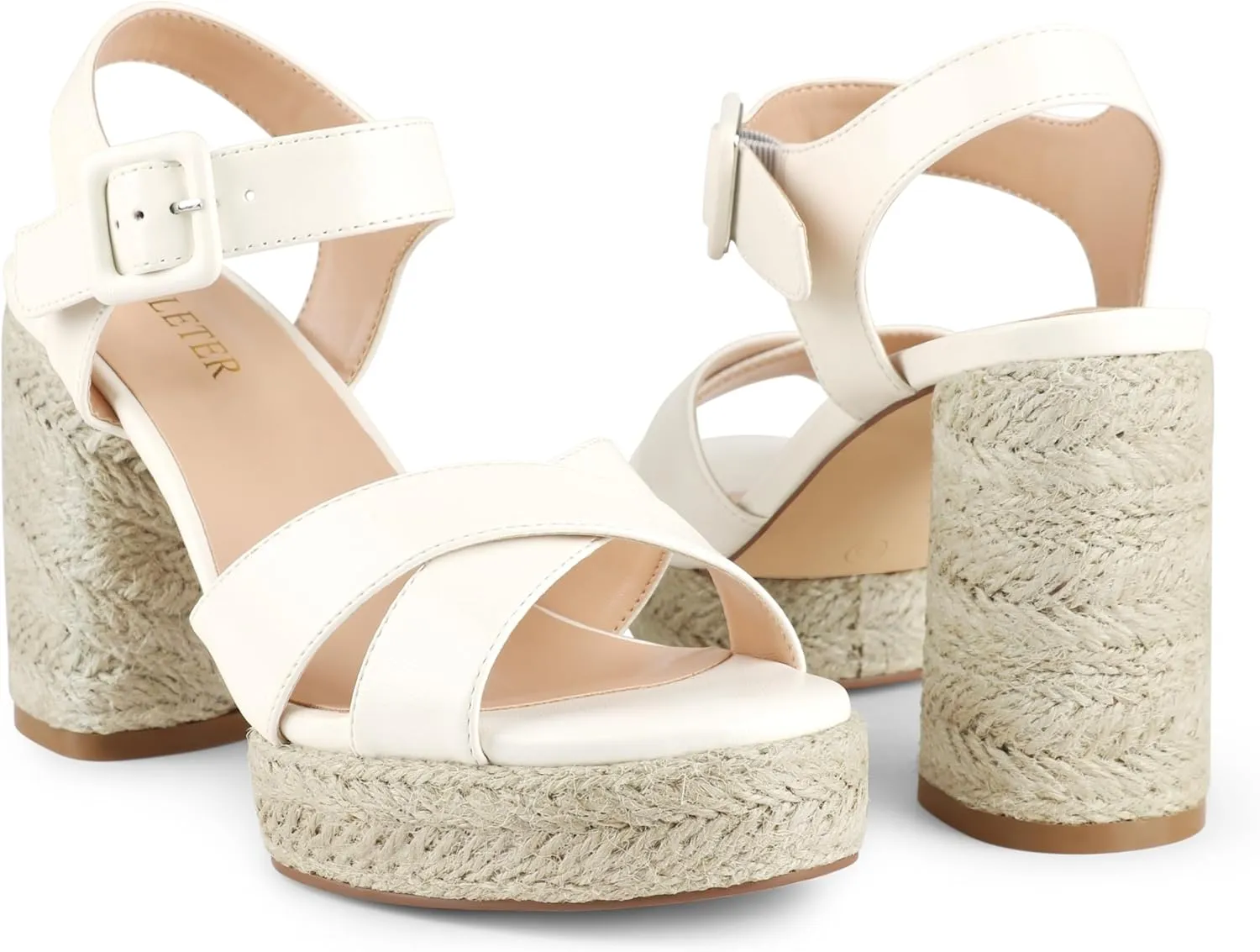 COLETER Women's Platform Chunky Heels Ankle Strap Espadrille Block Heeled Sandals