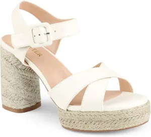 COLETER Women's Platform Chunky Heels Ankle Strap Espadrille Block Heeled Sandals