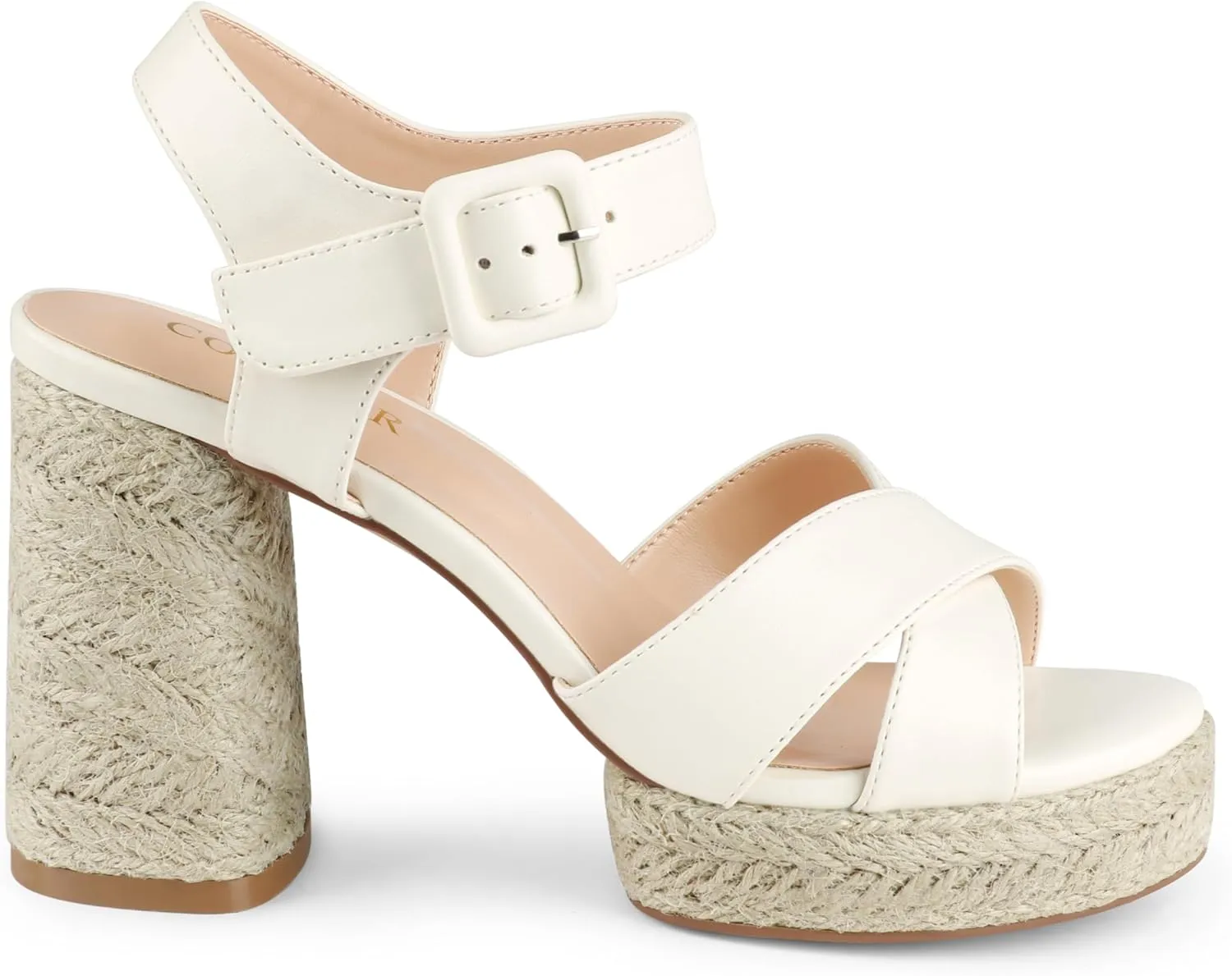 COLETER Women's Platform Chunky Heels Ankle Strap Espadrille Block Heeled Sandals