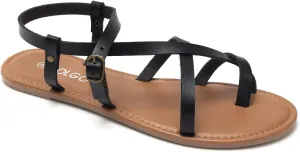 Colgo Women's Summer Strappy Flat Sandals, Adjustable Casual Fisherman Sandal with Open Toe Slingback Gladiator Sandals