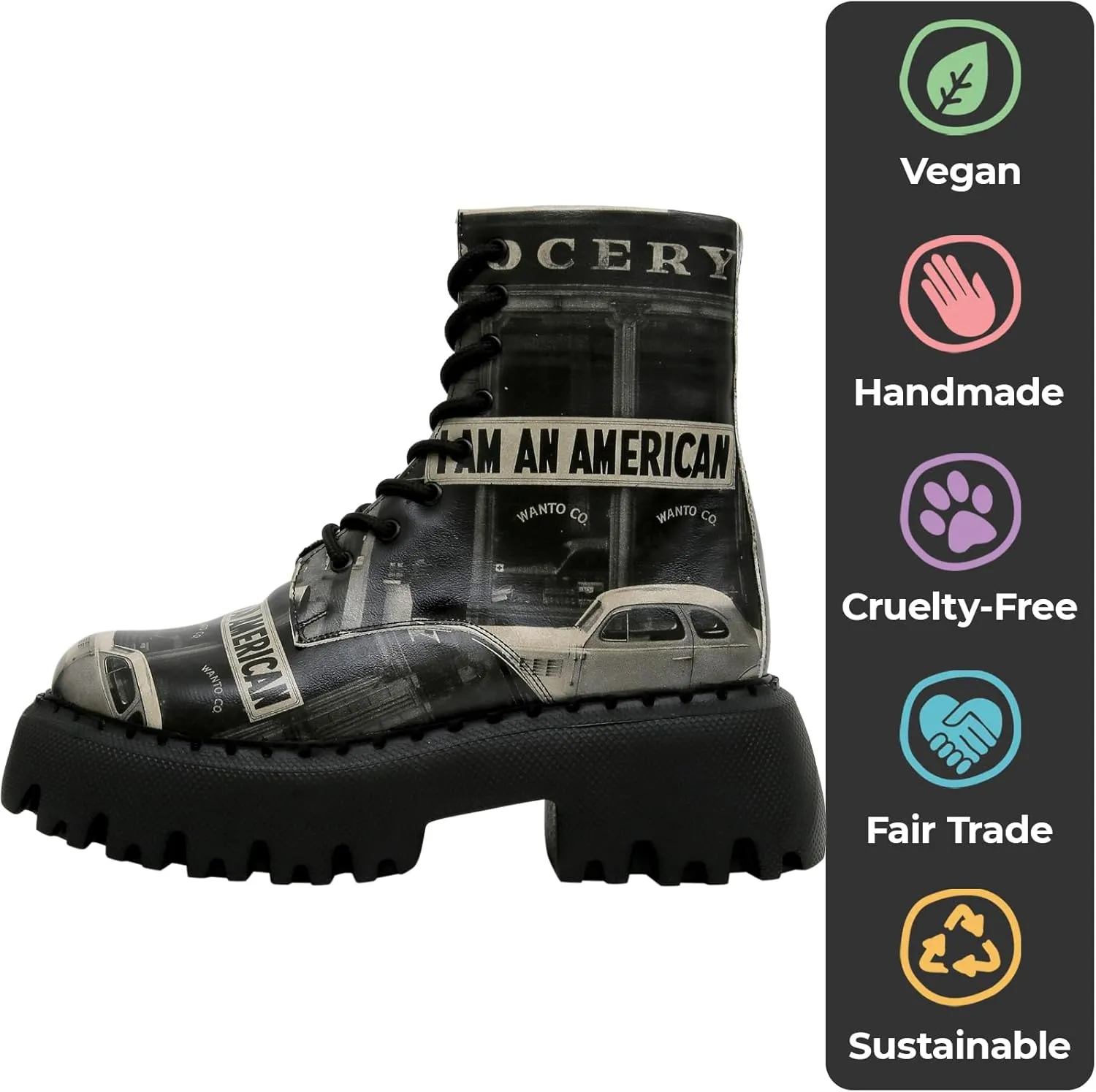 Combat Boots for Women - Vegan Leather and Handmade Platform Boots For Women