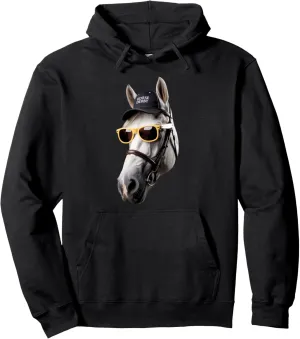 Cool Horse Face Horse Rider Racing Track Race Horse Derby Pullover Hoodie
