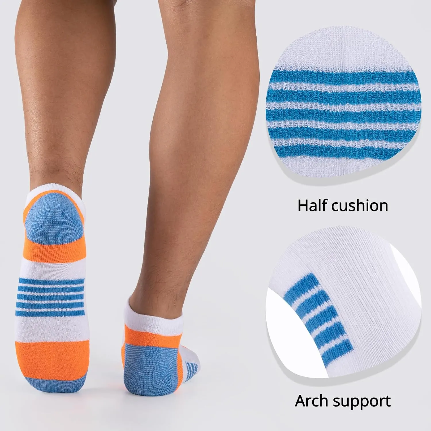 COOVAN 10 Pairs Mens Ankle Socks Men 10 Pack Low Cut Comfort Cushion Casual Socks