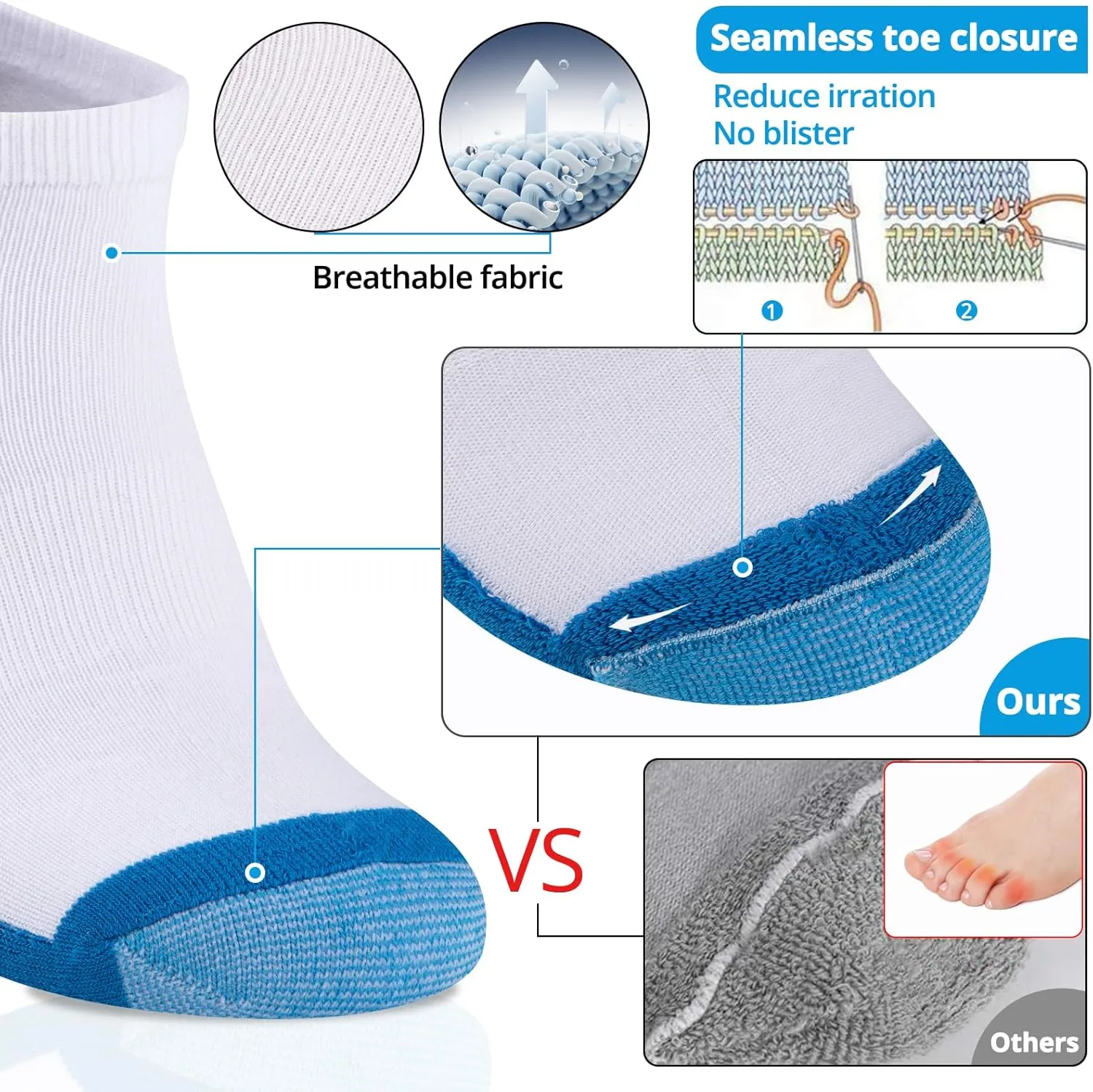 COOVAN 10 Pairs Mens Ankle Socks Men 10 Pack Low Cut Comfort Cushion Casual Socks