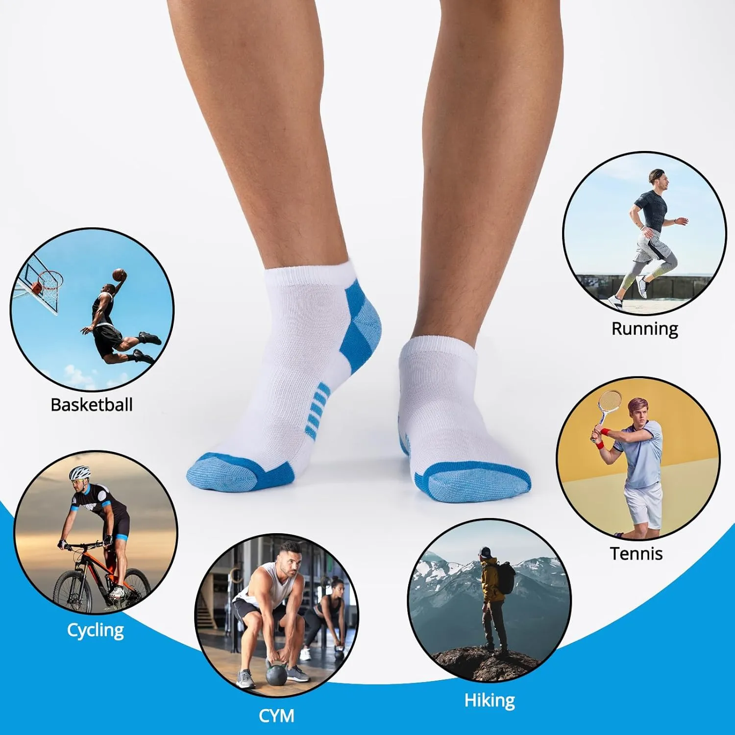 COOVAN 10 Pairs Mens Ankle Socks Men 10 Pack Low Cut Comfort Cushion Casual Socks