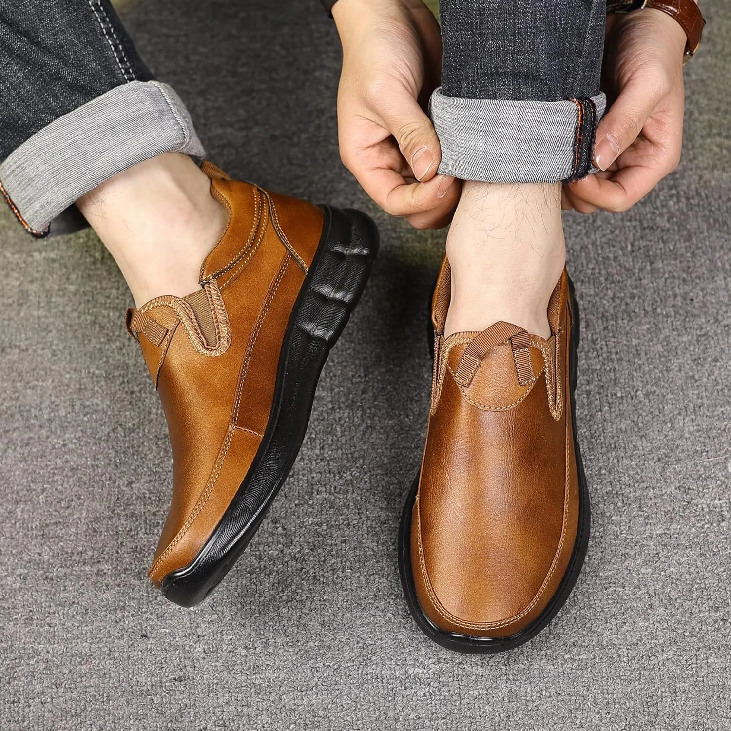 Coramtty Mens Loafers Slip on Casual Shoes Comfort Lightweight Walking Driving Business Daily Flats Outdoor