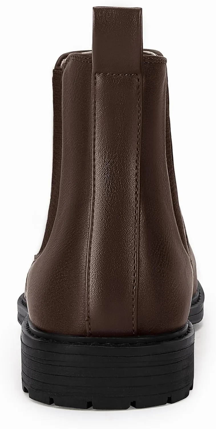 Coutgo Men's Ankle Boots Chelsea Booties Round Toe Slip on Waterproof Leather Dress Booties for Men