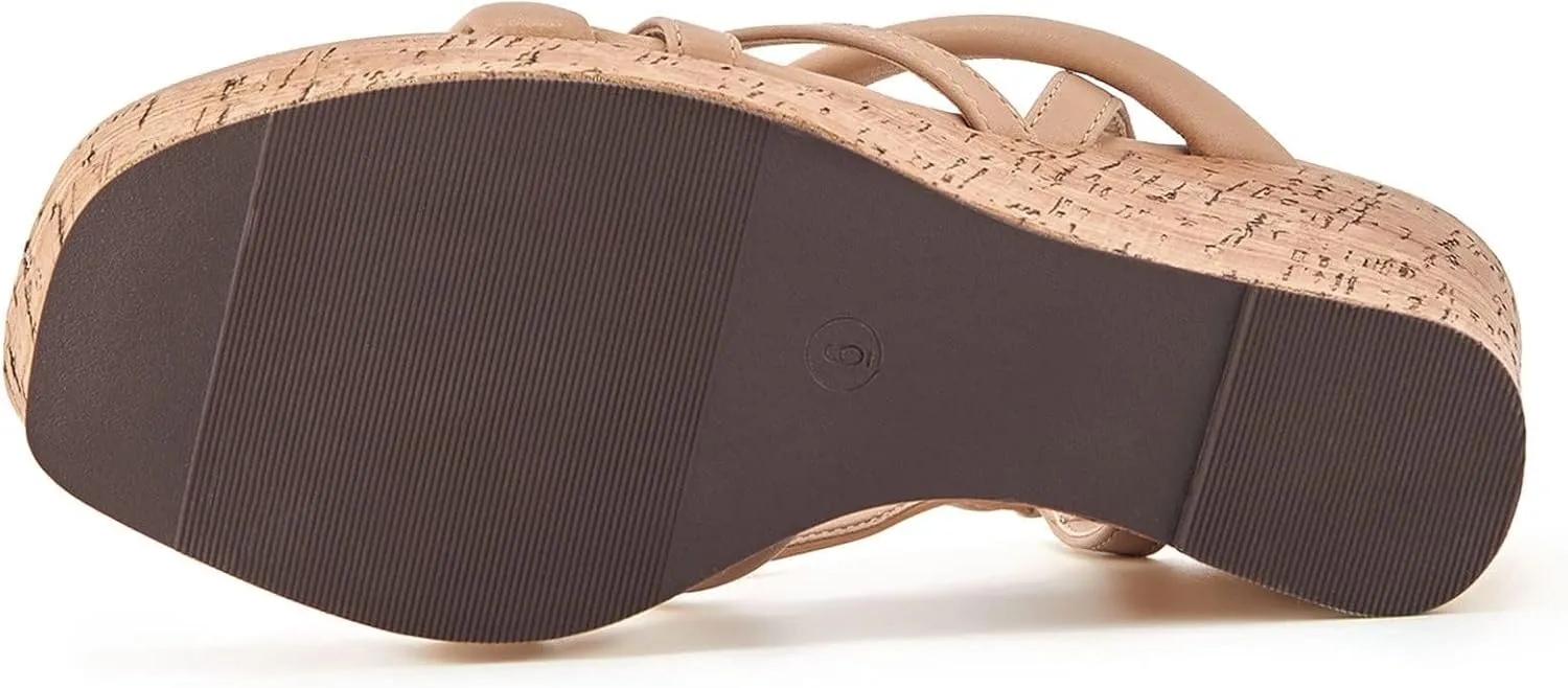 Coutgo Women Platform Wedge Sandals Cork Slingback Wedges Espadrilles Heels Summer Shoes
