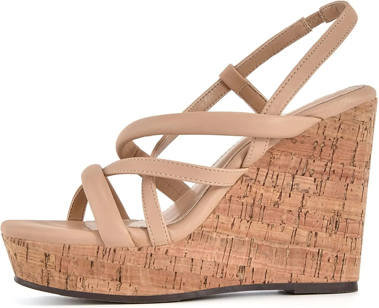 Coutgo Women Platform Wedge Sandals Cork Slingback Wedges Espadrilles Heels Summer Shoes