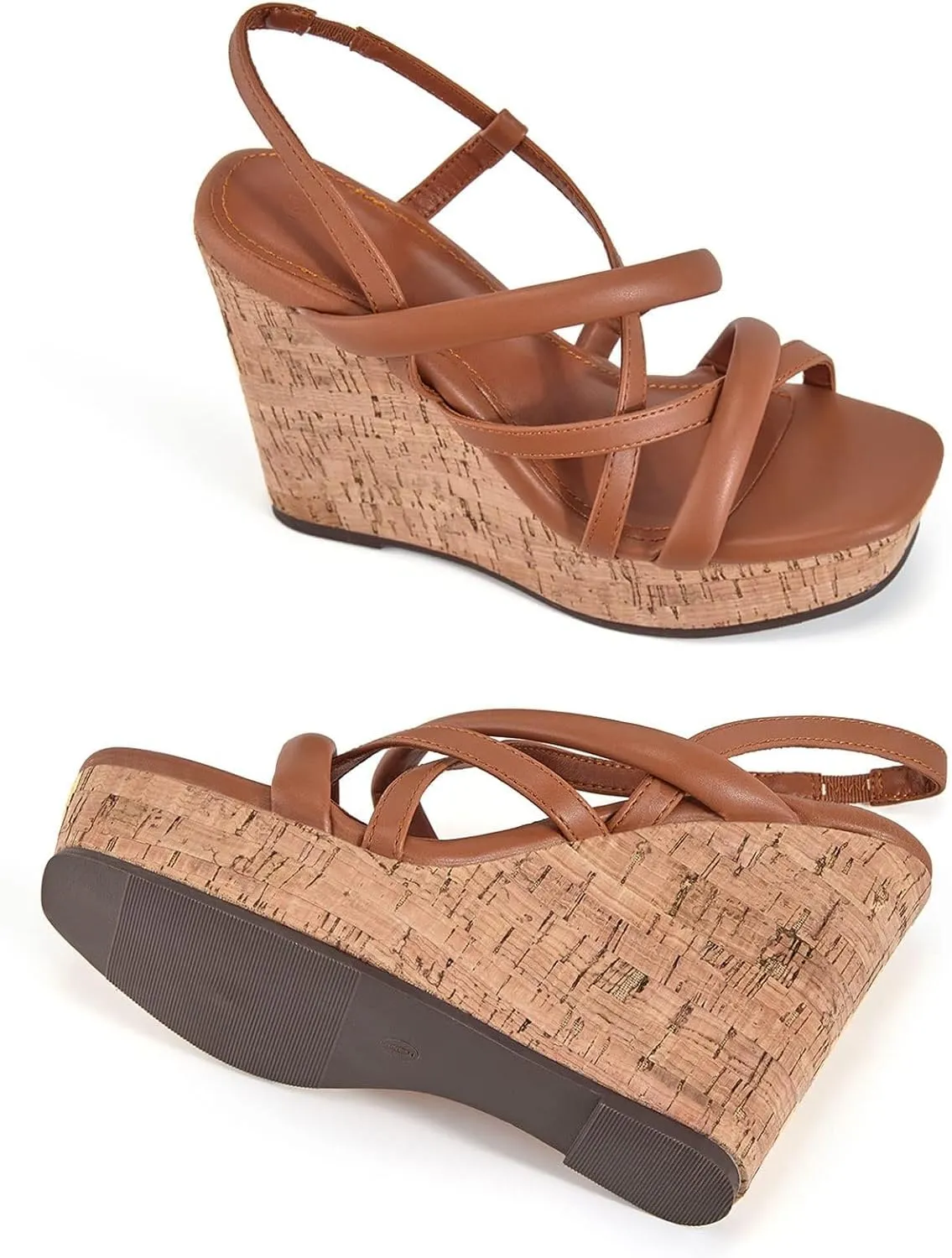 Coutgo Women Platform Wedge Sandals Cork Slingback Wedges Espadrilles Heels Summer Shoes