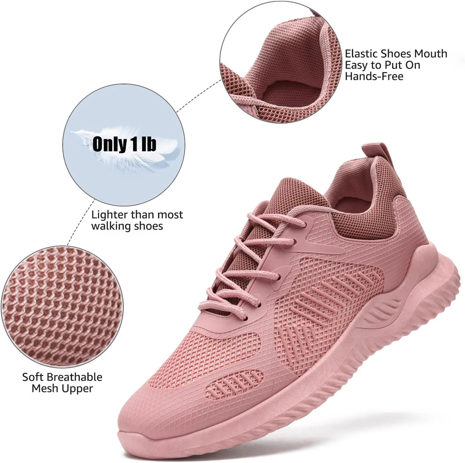 COVS Womens Slip On Walking Shoes, White Tennis Shoes Non Slip Running Shoes Lightweight Workout Shoes Breathable Cushioning Fashion Sneakers